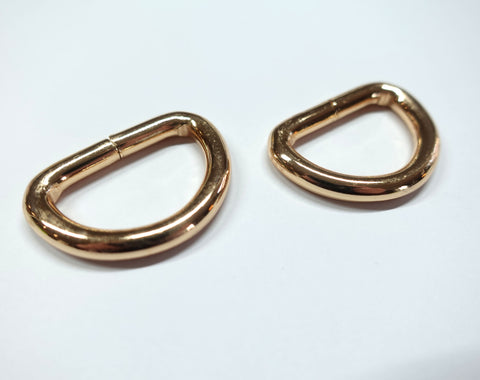 25mm (1-Inch) D-Rings Gold Set of 2