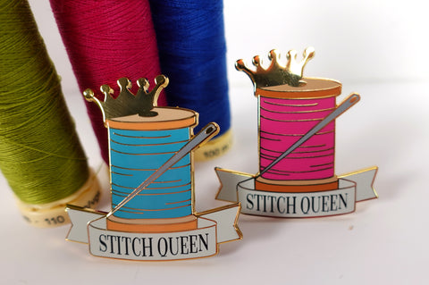 Stitch Queen Hard Enamel Pin Badge comes in 2 colours