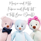 Maisie and Milo Bear Fabric, Joints and Eye Kit SMALL 12 Inches Tall - Comes in 4 Colours