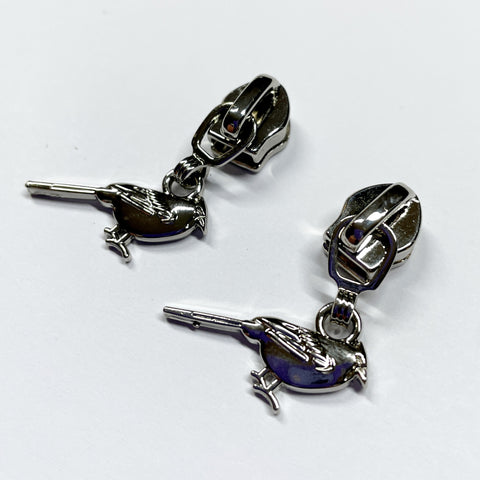 Small Birds No.5 Zip Pulls Silver Finish 2 per pack