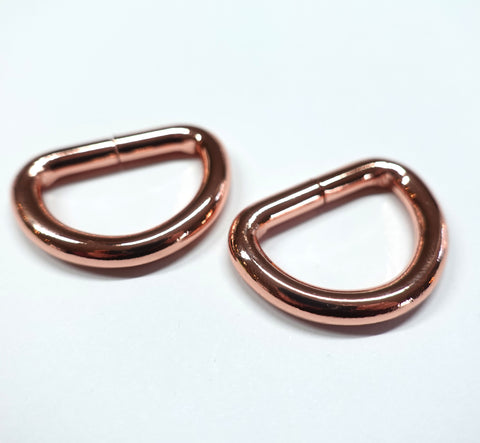 25mm (1-Inch) D-Rings Rose Gold Set of 2