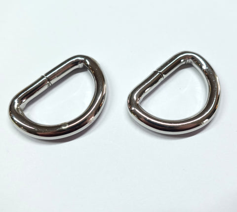 25mm (1-Inch) D-Rings Silver Set of 2