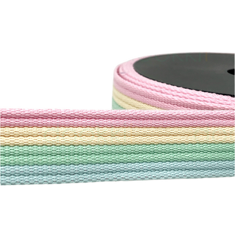 30mm Wide-  Pastel Rainbow Mixed Webbing- using colours Sky, Mint, Lemon and Pink- Sold by 1/2 metre units