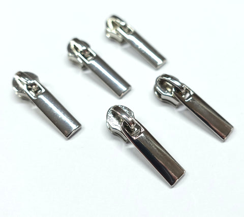No3 Zipper Pulls - Pack of 5- Silver