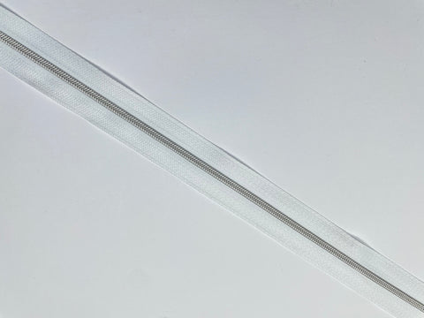 SILVER teeth  White tape - No3 Zipper tape - Comes as 1-1/2 metre Packs