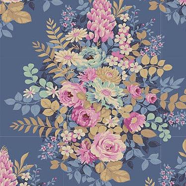 Tilda Fabric - Chic Escape - Whimsy Flower - Blue. SOLD BY THE HALF METRE