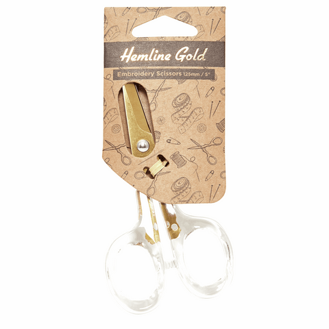 Hemline Gold Embroidery Scissors 5" Brushed Gold Finish