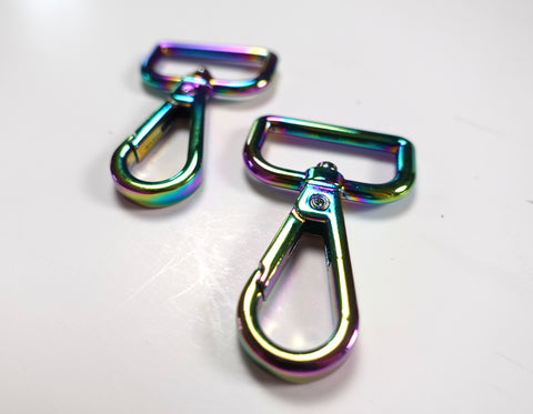 25mm (1inch) Swivel Clasps / Lobster Hook Clasp Rainbow Finish Set of 2