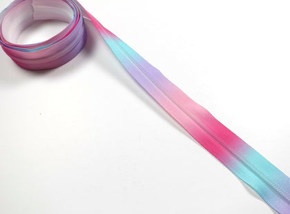 No5 Unicorn coloured  Nylon Zips sold in packs of 1 1/2 metre lengths.