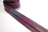 No5 Glitter Tape zip with Nylon Zips sold in packs of 1 1/2 metre lengths.