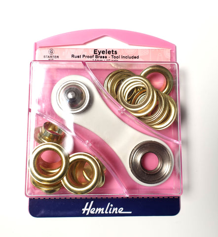 14mm Eyelets Gold Finish with Tool Set of 10