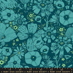 Ruby Star Society FireFly By Sarah Watts Teal Flowers SOLD BY THE HALF METRE