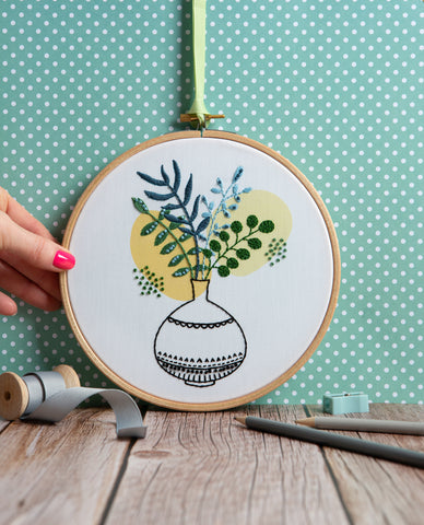 Green Fingers Flowers Hand Embroidery Kit - By Hawthorn