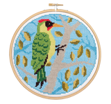 Green woodpecker Cross Stitch Kit - By Hawthorn