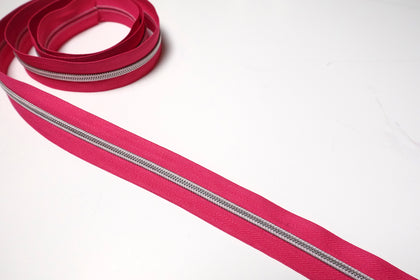 No5 Silver Teeth Nylon Zips Sold in Packs of 1 1/2 metre Lengths