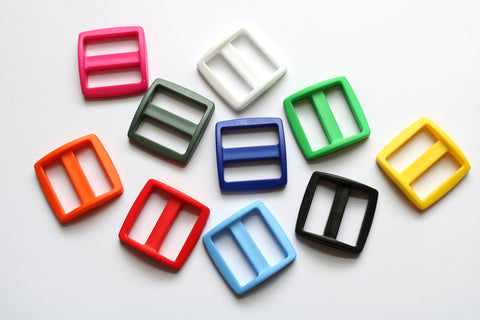 Plastic 1 inch Strap Adjustable sliders 2 per pack- comes is 11 colours