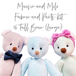 Maisie and Milo Bear Fabric, Joints and Eye Kit Large 16 Inches Tall - Comes in 4 Colours