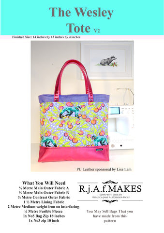 PAPER Version "The Wesley Tote v2" Sewing Pattern