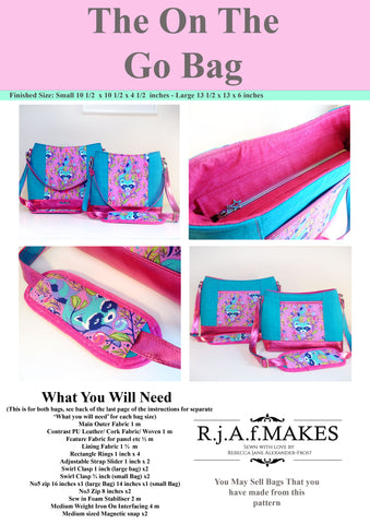 PAPER Version "The On The Go Bag" Sewing Pattern