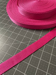 Polyester 1 inch wide Webbing  Bright Pink Sold By The Half Metre