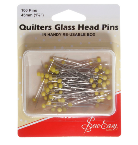Quilters Glass Head Pins pk100 by Sew Easy