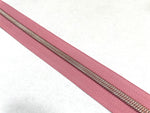 No5 Rose Gold Teeth Nylon Zips Sold in Packs of 1 1/2 metre lengths