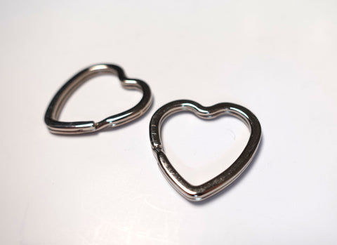 Heart Split Rings Silver Finish Set of 2