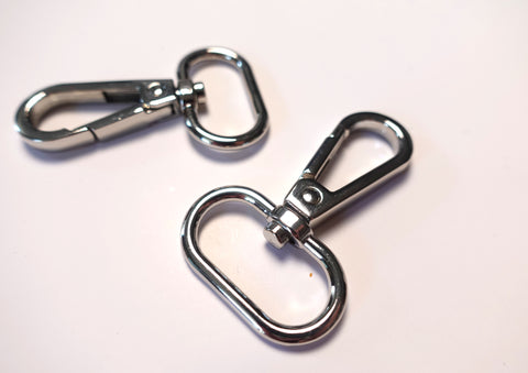 25mm (1inch) Swivel Clasps / Lobster Hook Clasp Silver Finish Set of 2